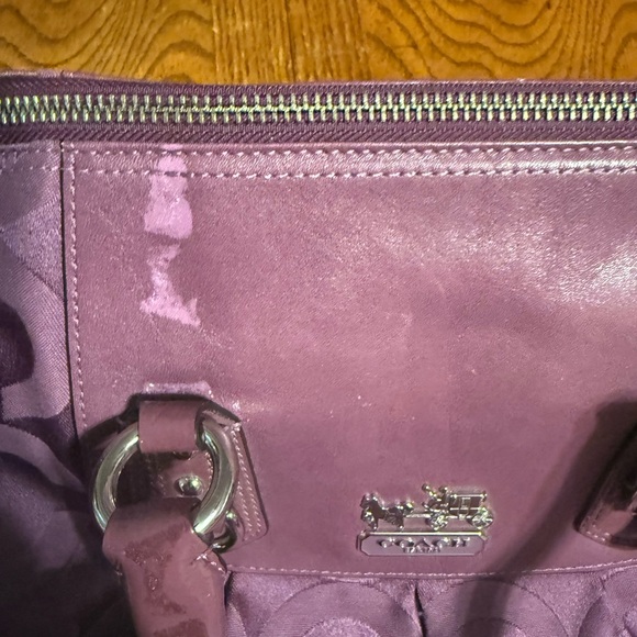 Coach Madison Sabrina Satchel Handbag in Purple Op Art *Flawed* - Picture 12 of 15